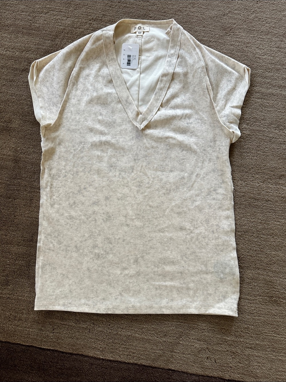 POL Beige V-Neck Tank Top